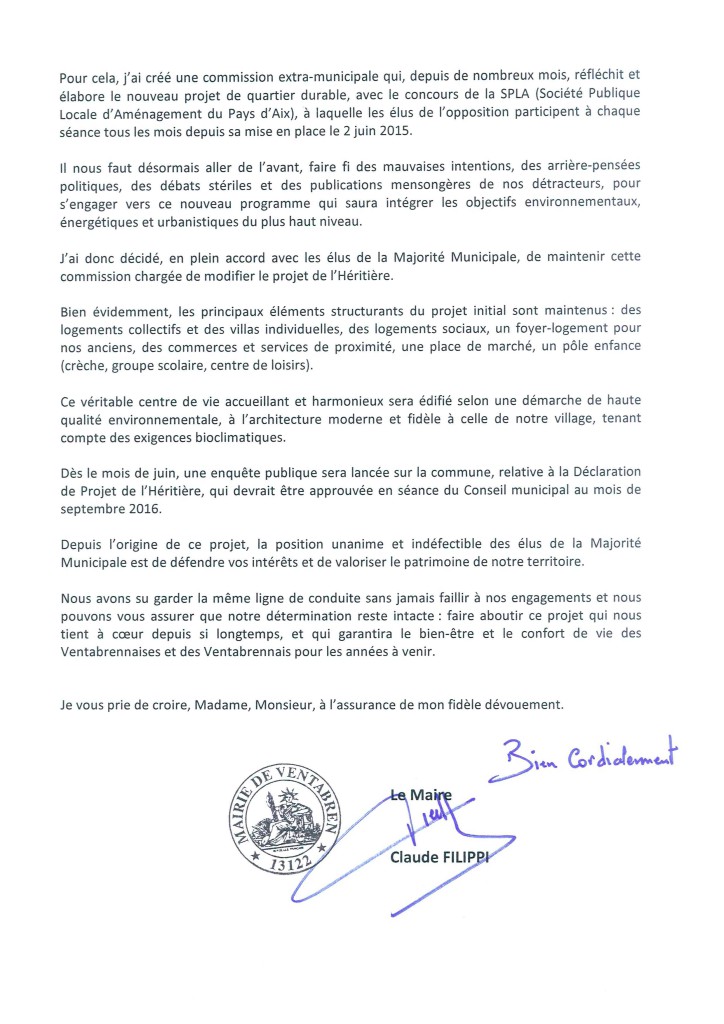 Lettre du Maire - L'Héritière la commune a définitivement gagné en just _2