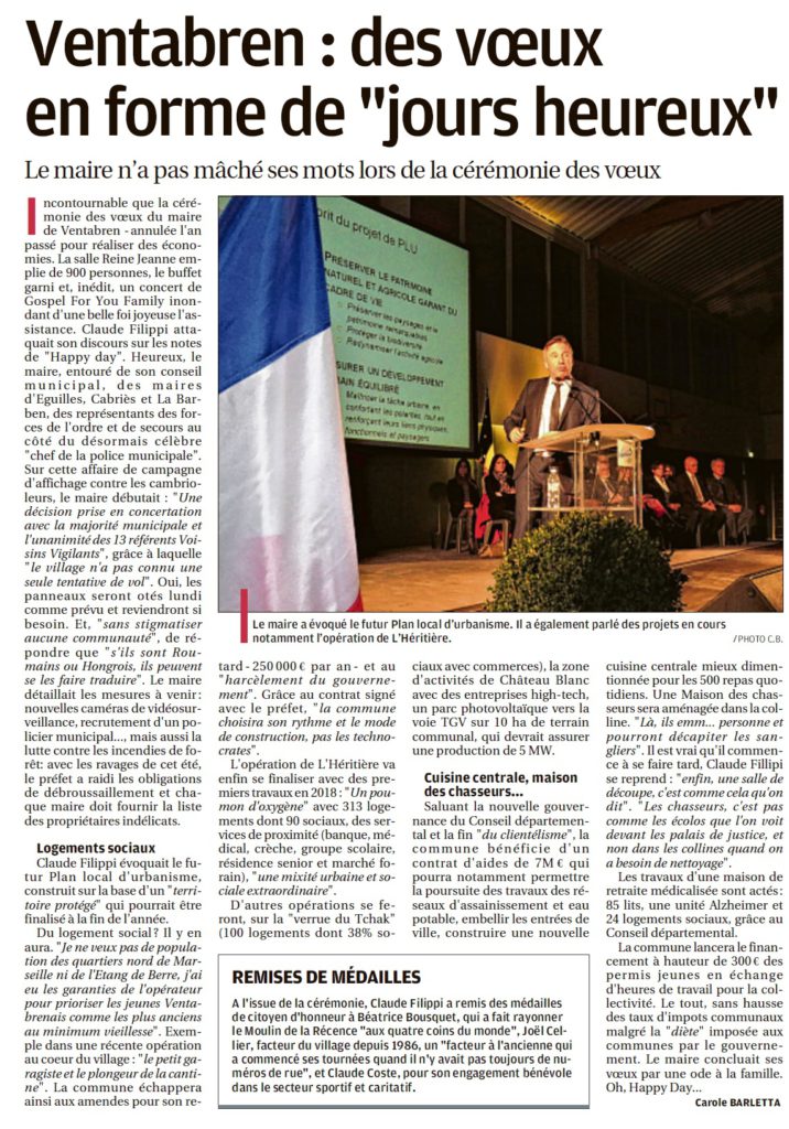 la provence 15_01_2017 voeux du maire