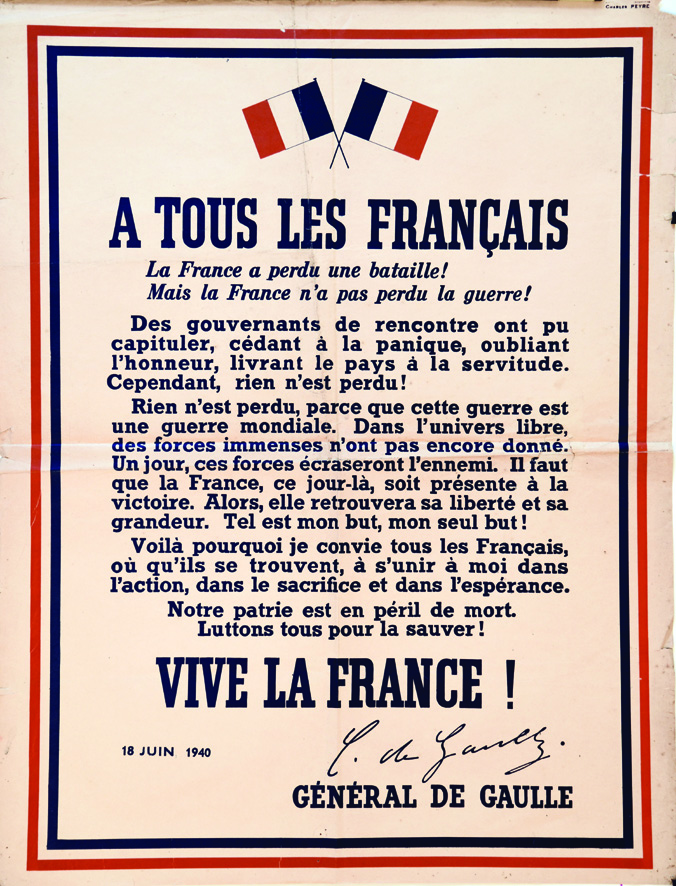 CEREMONIE COMMEMORATIVE DE L’APPEL DU GENERAL DE GAULLE