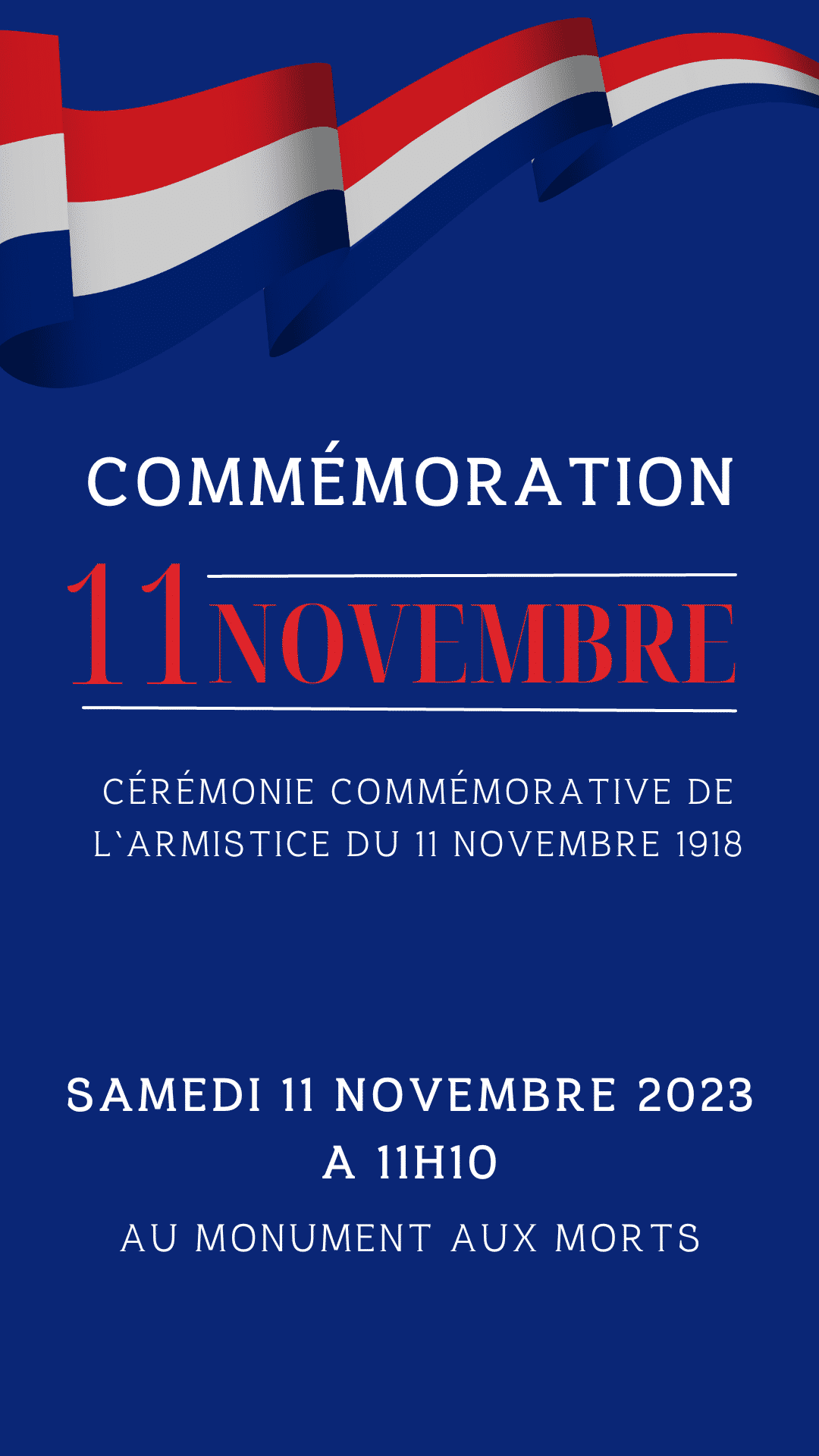 COMMÉMORATION DE L’ARMISTICE DU 11 NOVEMBRE 1918