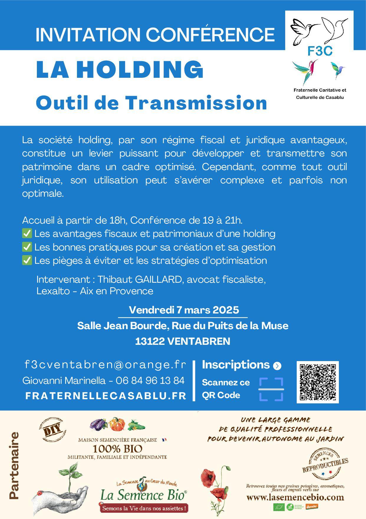 Conférence « La Holding, outil de transmission »