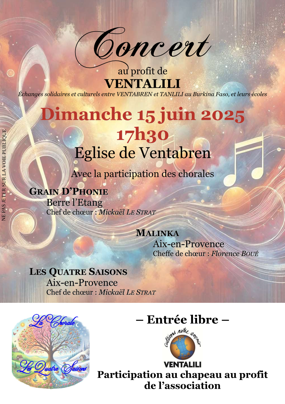 Concert au profit de l’association Ventalili