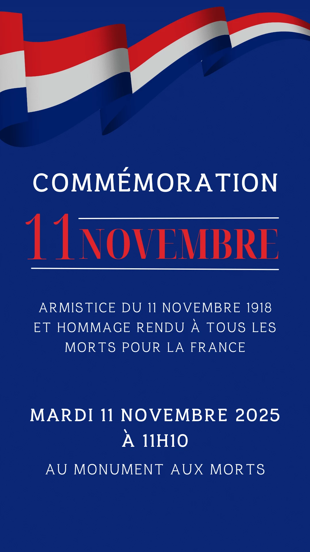 COMMÉMORATION DE L’ARMISTICE DU 11 NOVEMBRE 1918