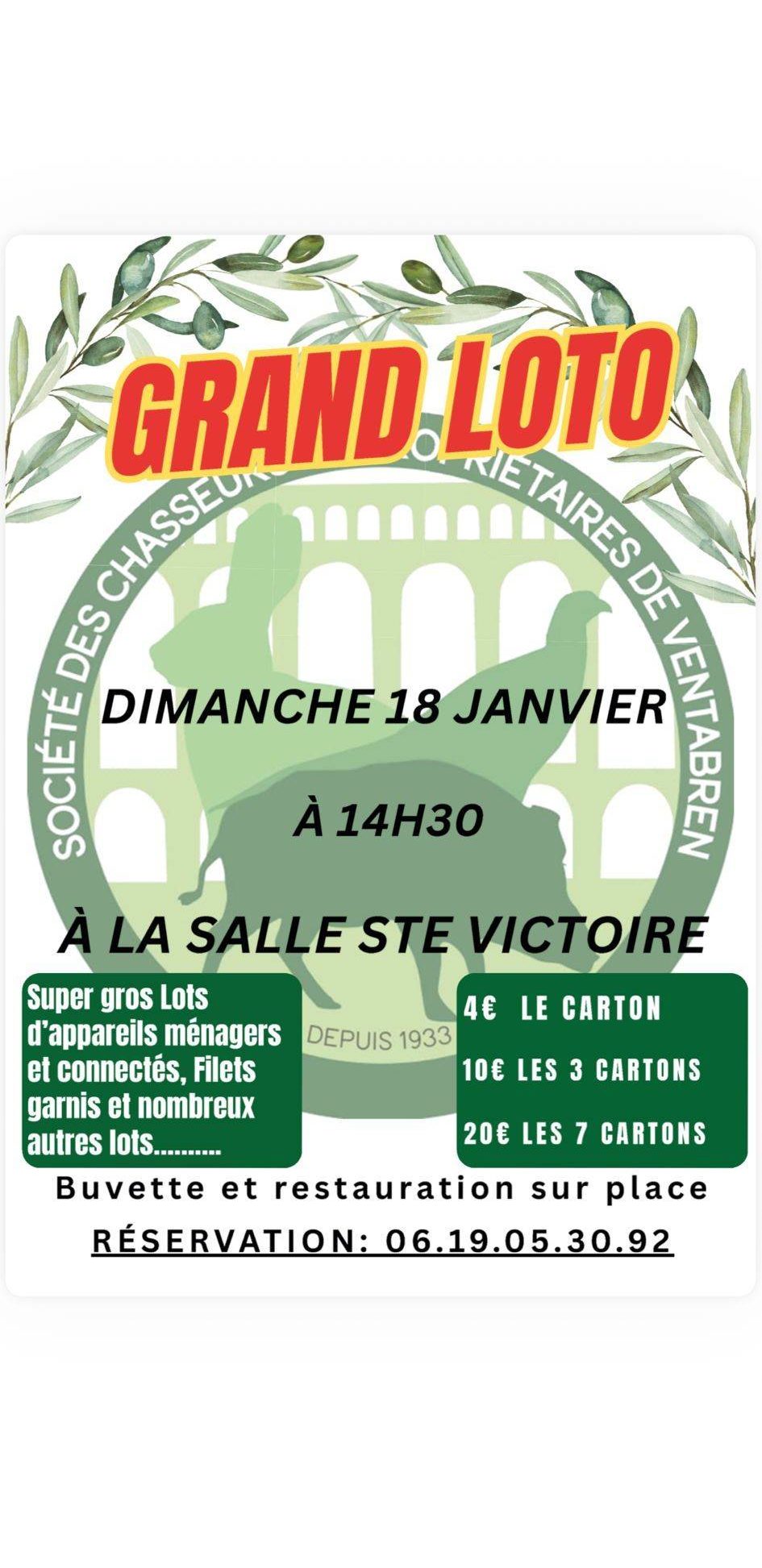 LOTO DE L’ASSOCIATION DES CHASSEURS ET PROPRIÉTAIRES DE VENTABREN