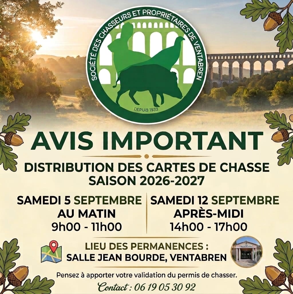 DISTRIBUTION DES CARTES DE CHASSE – SAISON 2026-2027